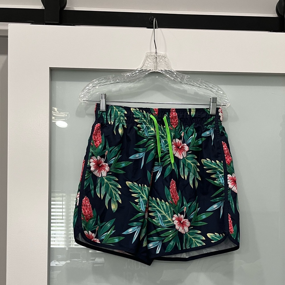 H&M Swim Shorts Trunks Tropical Neon Print, Size 12-14